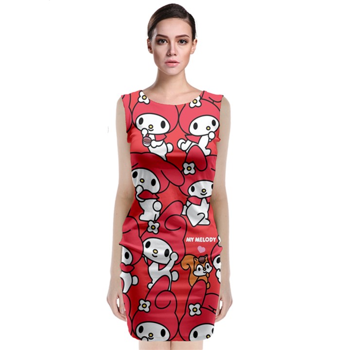 Rabbit Background Cartoon Classic Sleeveless Midi Dress