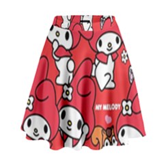 Rabbit Background Cartoon High Waist Skirt by Sudhe