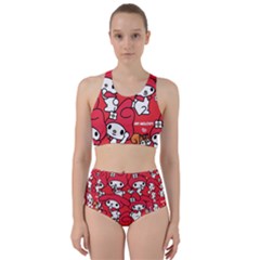 Rabbit Background Cartoon Racer Back Bikini Set by Sudhe