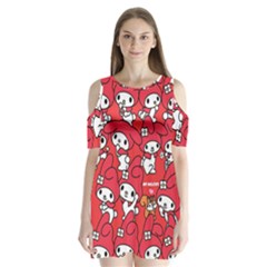 Rabbit Background Cartoon Shoulder Cutout Velvet One Piece