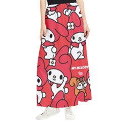 Rabbit Background Cartoon Maxi Chiffon Skirt by Sudhe