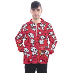 Rabbit Background Cartoon Men s Half Zip Pullover