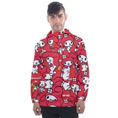 Rabbit Background Cartoon Men s Front Pocket Pullover Windbreaker