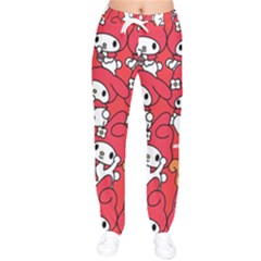 Rabbit Background Cartoon Women Velvet Drawstring Pants