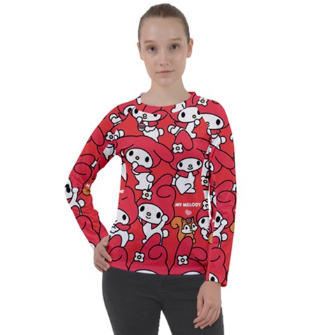 Rabbit Background Cartoon Women s Long Sleeve Raglan Tee by Sudhe