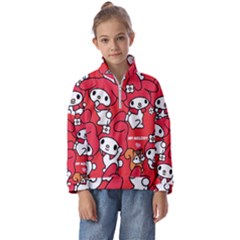 Rabbit Background Cartoon Kids  Half Zip Hoodie