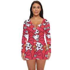 Rabbit Background Cartoon Long Sleeve Boyleg Swimsuit by Sudhe