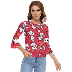 Rabbit Background Cartoon Bell Sleeve Top