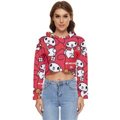 Rabbit Background Cartoon Women s Lightweight Cropped Hoodie by Sudhe