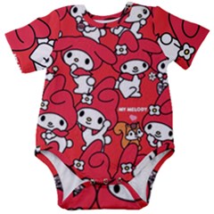 Rabbit Background Cartoon Baby Short Sleeve Onesie Bodysuit