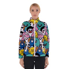 Illustration Animals Cartoon Background Pattern Women s Bomber Jacket