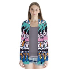 Illustration Animals Cartoon Background Pattern Drape Collar Cardigan