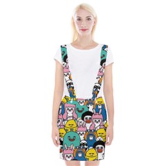 Illustration Animals Cartoon Background Pattern Braces Suspender Skirt by Sudhe