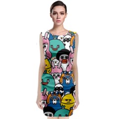 Illustration Animals Cartoon Background Pattern Sleeveless Velvet Midi Dress