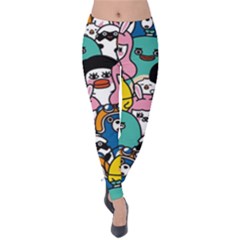 Illustration Animals Cartoon Background Pattern Velvet Leggings