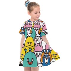 Illustration Animals Cartoon Background Pattern Kids  Sailor Dress by Sudhe