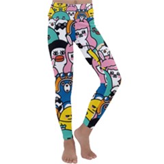 Illustration Animals Cartoon Background Pattern Kids  Lightweight Velour Classic Yoga Leggings by Sudhe