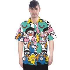 Illustration Animals Cartoon Background Pattern Men s Hawaii Shirt