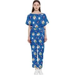 Illustration Duck Cartoon Background Batwing Lightweight Chiffon Jumpsuit by Sudhe