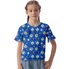 Illustration Duck Cartoon Background Kids  Cuff Sleeve Scrunch Bottom Tee