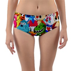 Illustration Cartoon Character Animal Cute Reversible Mid-waist Bikini Bottoms by Sudhe