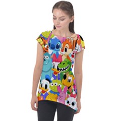 Illustration Cartoon Character Animal Cute Cap Sleeve High Low Top by Sudhe