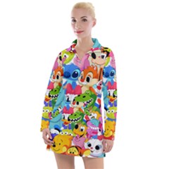 Illustration Cartoon Character Animal Cute Women s Long Sleeve Casual Dress by Sudhe