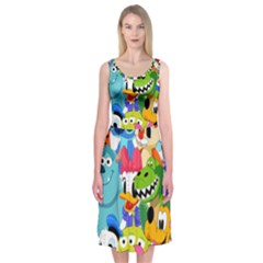 Illustration Cartoon Character Animal Cute Midi Sleeveless Dress by Sudhe