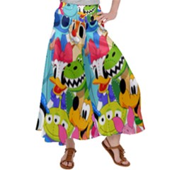 Illustration Cartoon Character Animal Cute Satin Palazzo Pants by Sudhe