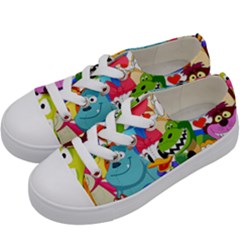 Illustration Cartoon Character Animal Cute Kids  Low Top Canvas Sneakers by Sudhe