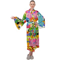 Illustration Cartoon Character Animal Cute Maxi Velour Kimono by Sudhe