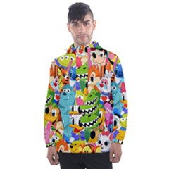 Illustration Cartoon Character Animal Cute Men s Front Pocket Pullover Windbreaker