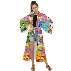 Illustration Cartoon Character Animal Cute Maxi Kimono by Sudhe