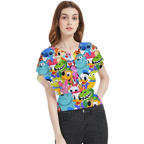 Illustration Cartoon Character Animal Cute Butterfly Chiffon Blouse by Sudhe