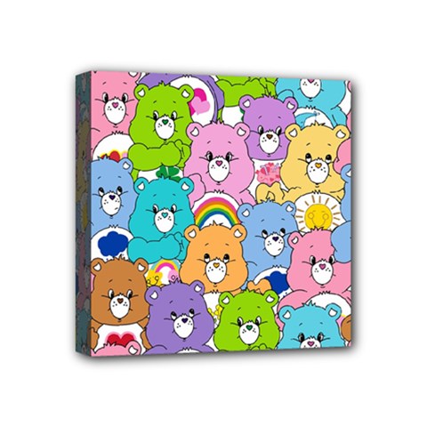 Care Bears Bear Background Cartoon Mini Canvas 4  X 4  (stretched) by Sudhe