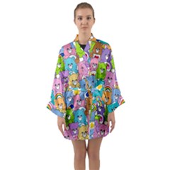 Care Bears Bear Background Cartoon Long Sleeve Satin Kimono by Sudhe