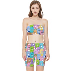 Care Bears Bear Background Cartoon Stretch Shorts And Tube Top Set by Sudhe