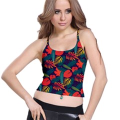 Leaves Pattern Wallpaper Seamless Spaghetti Strap Bra Top by Sudhe