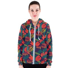 Leaves Pattern Wallpaper Seamless Women s Zipper Hoodie