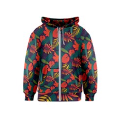 Leaves Pattern Wallpaper Seamless Kids  Zipper Hoodie by Sudhe