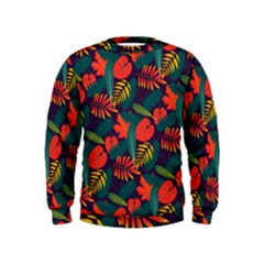 Leaves Pattern Wallpaper Seamless Kids  Sweatshirt