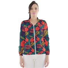 Leaves Pattern Wallpaper Seamless Women s Windbreaker