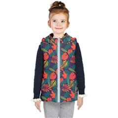 Leaves Pattern Wallpaper Seamless Kids  Hooded Puffer Vest