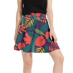 Leaves Pattern Wallpaper Seamless Waistband Skirt by Sudhe