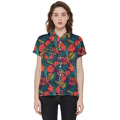 Leaves Pattern Wallpaper Seamless Short Sleeve Pocket Shirt by Sudhe