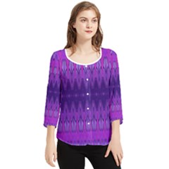 Illustration Purple Abstract Wallpaper Pattern Abstract Chiffon Quarter Sleeve Blouse by Sudhe