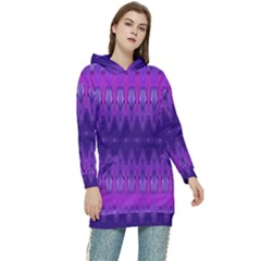 Illustration Purple Abstract Wallpaper Pattern Abstract Women s Long Oversized Pullover Hoodie