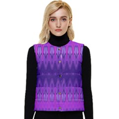 Illustration Purple Abstract Wallpaper Pattern Abstract Women s Short Button Up Puffer Vest