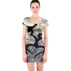 Black Love Browning Deer Camo Short Sleeve Bodycon Dress