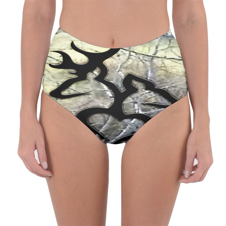 Black Love Browning Deer Camo Reversible High-Waist Bikini Bottoms